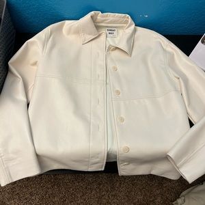 Aritzia Sunday Best Cream Leather Shacket
